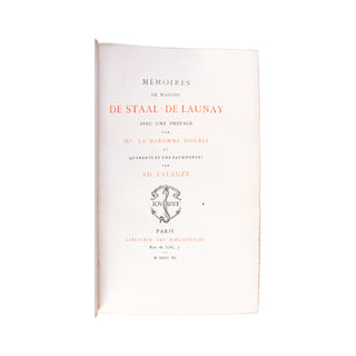BARONNE DE STAAL - Mémoires de Madame de Staal-de Launay. 1890.