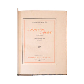 TAGORE (Rabindranath) - L’offrande Lyrique (Gitanjali). 1914.