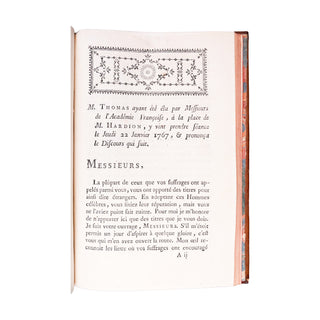 THOMAS - CHAMFORT - Recueil de discours prononcés à l’Académie française. 1765-1769.