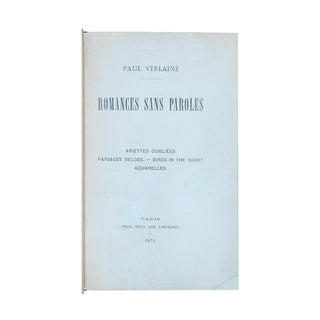 VERLAINE (Paul) - Romances sans paroles. 1874.